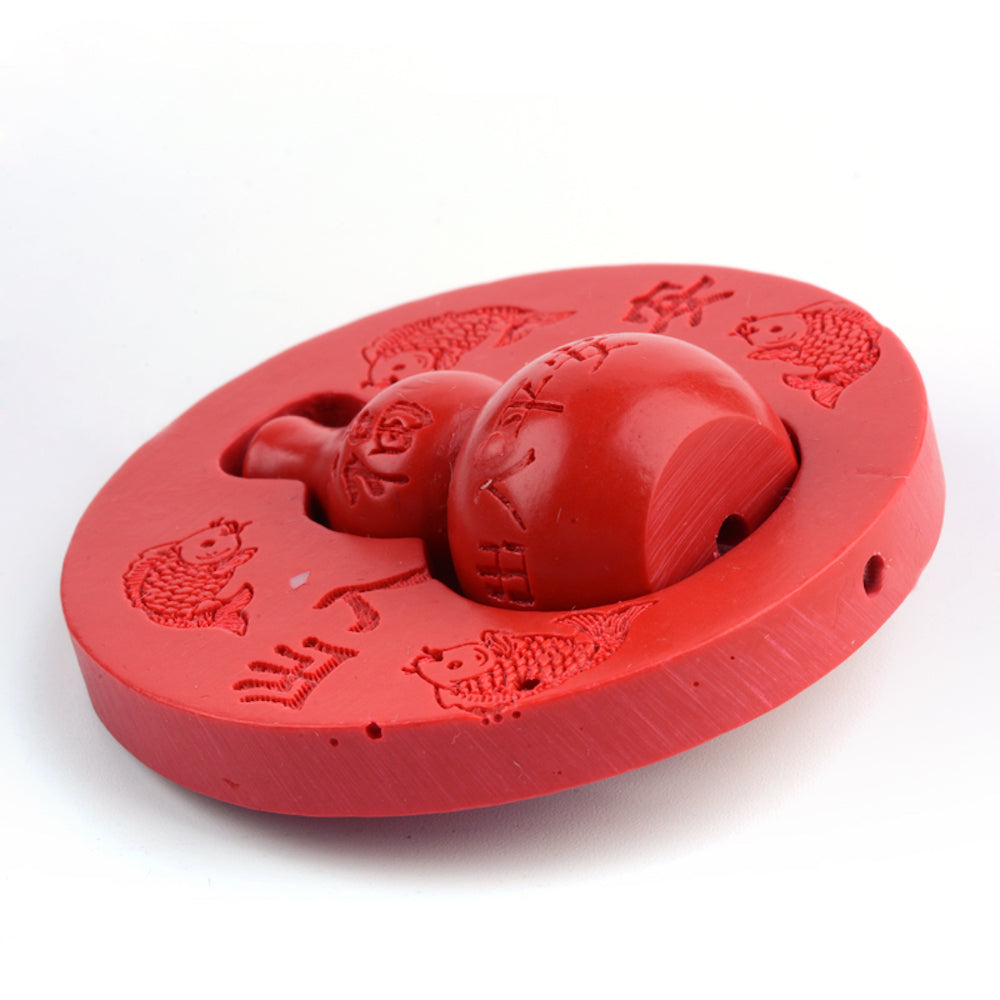 Gourd Pendant Set (1) - Red - Cinnabar Oriental Carved Bead