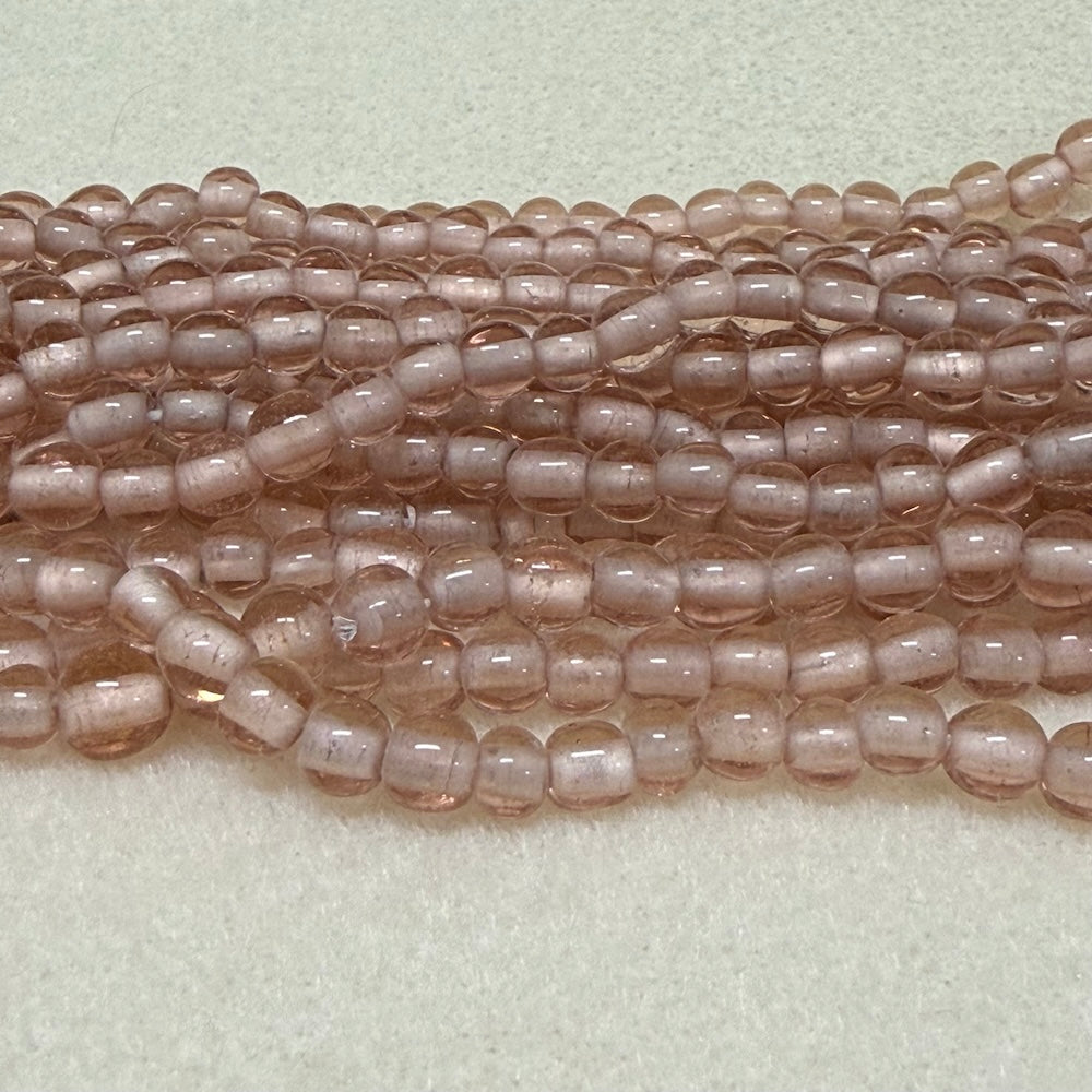 6~8mm Round - Pink Transparent - Java Glass Lampwork Beads - (1 strand)