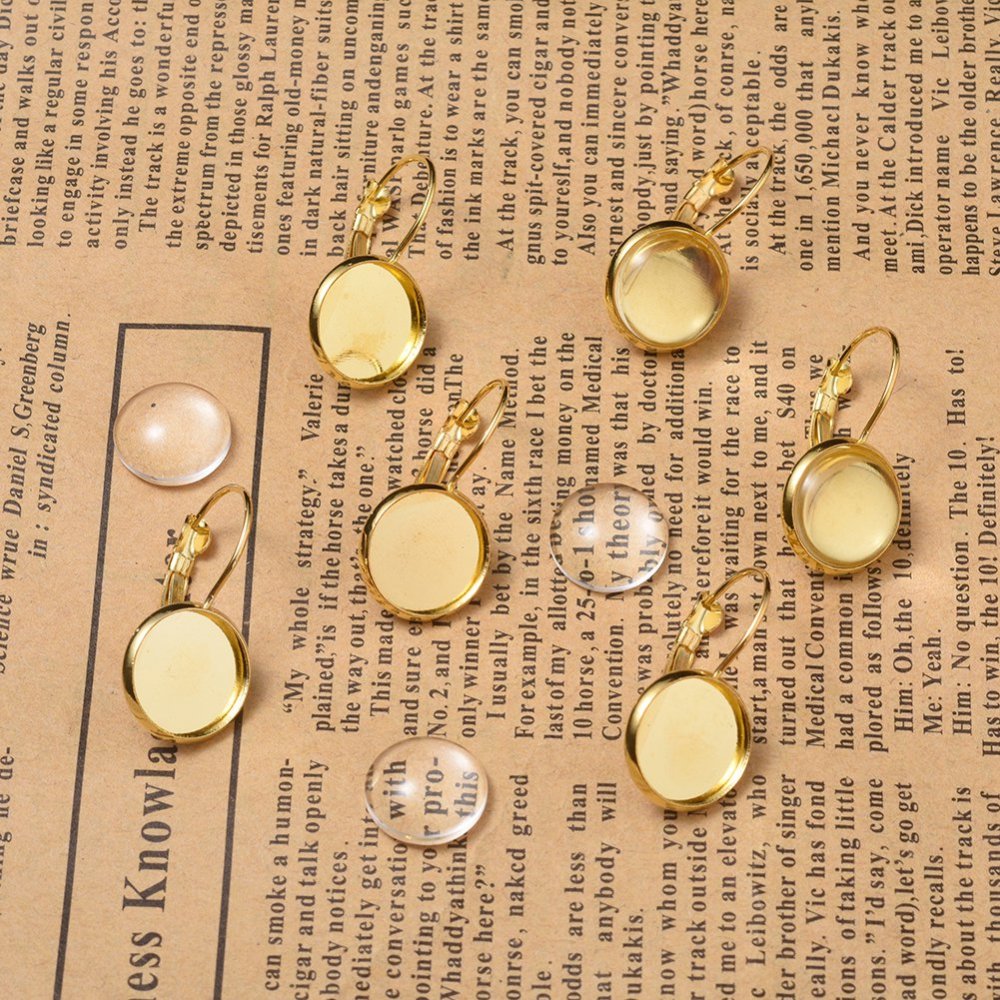 Ear Wires w. Glass Dome (2) - Gold