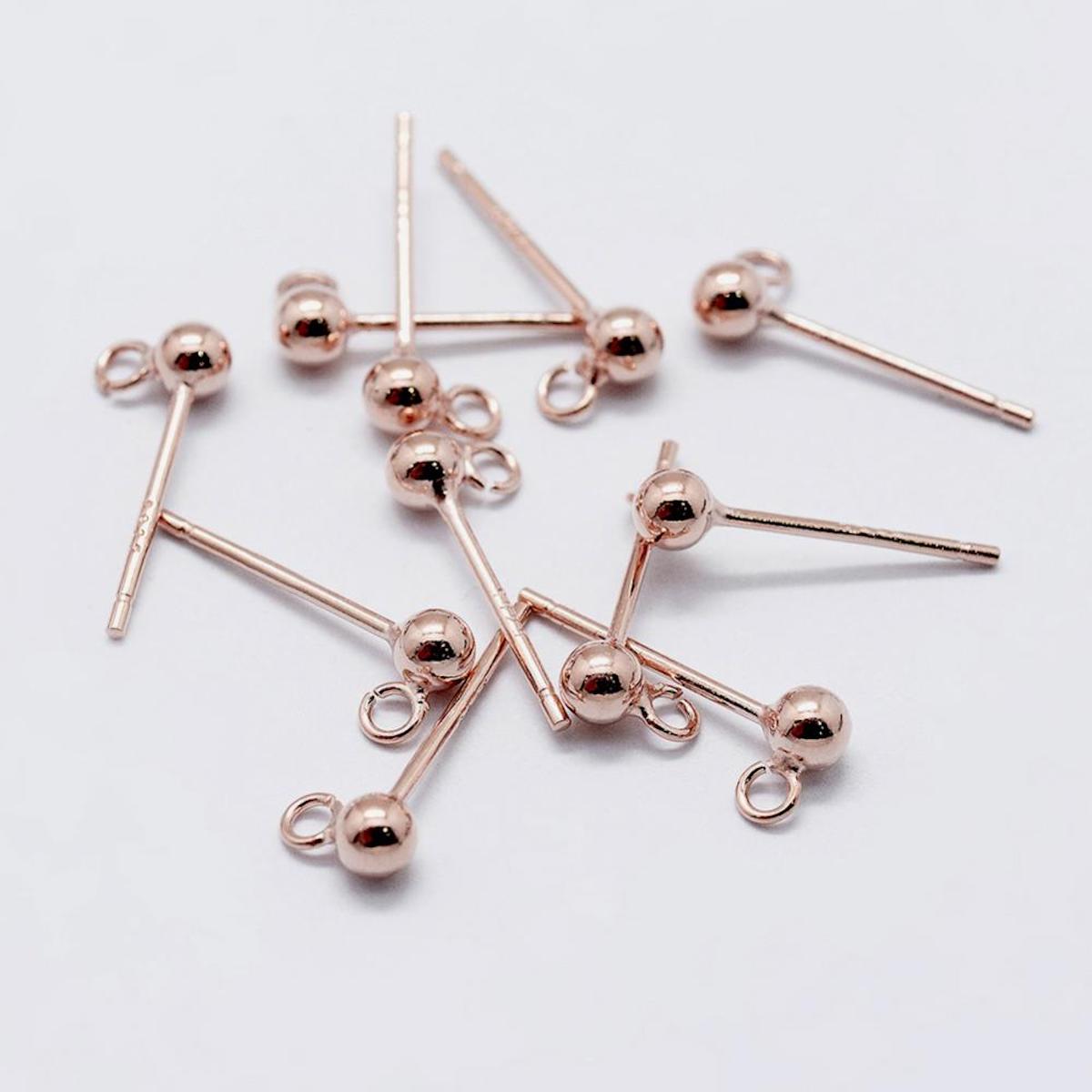 2.5mm Stud Fitting (2) - Rose Gold (Sterling Silver Base)