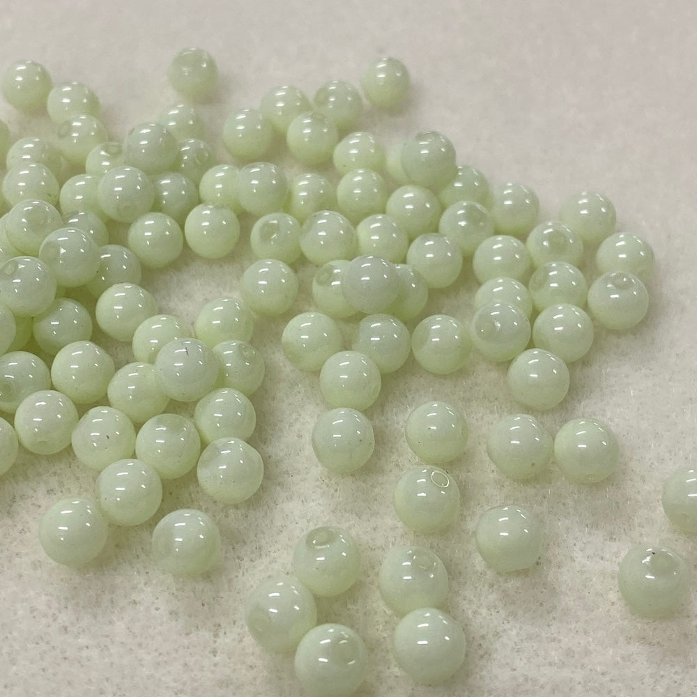 6mm (155) - Light Green Opaque - Round Glass Bead - Bead Shack