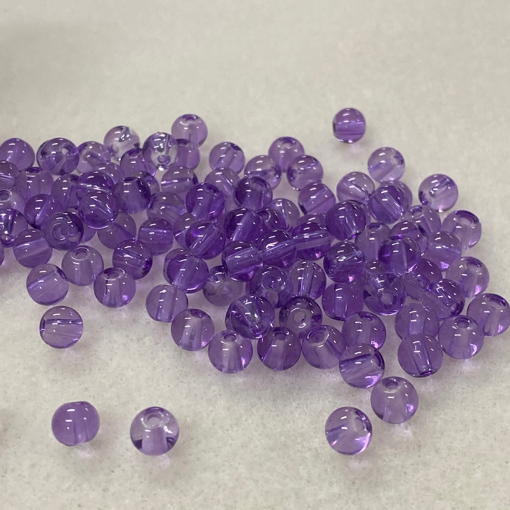 6mm (155) - Light Purple Transparent - Round Glass Bead
