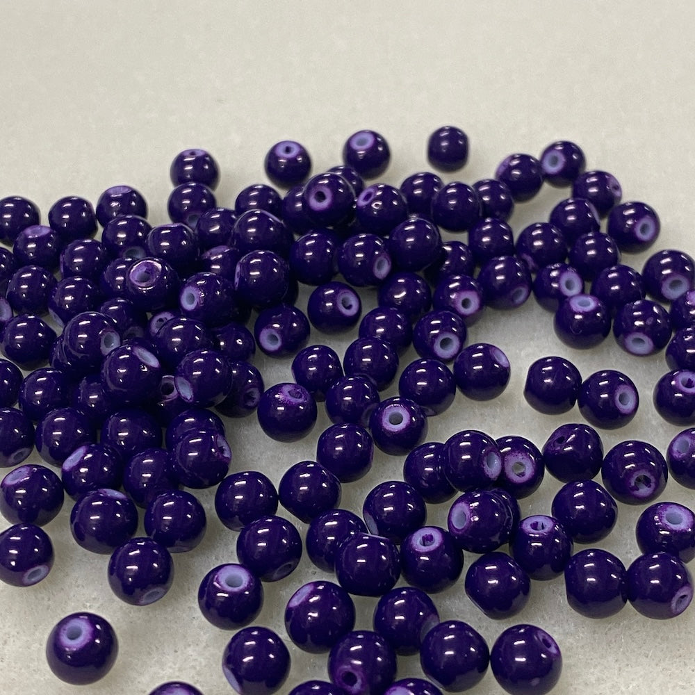 6mm (163) - Purple Opaque - Round Glass Bead