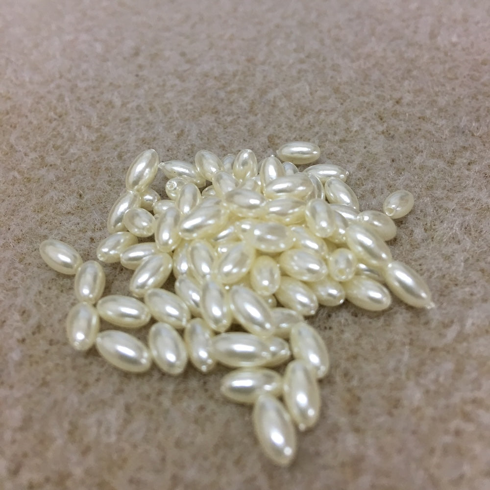 6x3mm Rice (100) - Cream - Vintage Acrylic Pearls