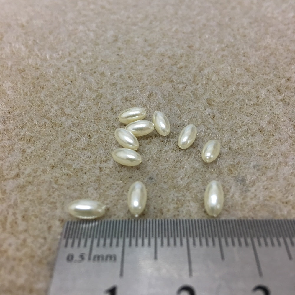 6x3mm Rice (100) - Cream - Vintage Acrylic Pearls
