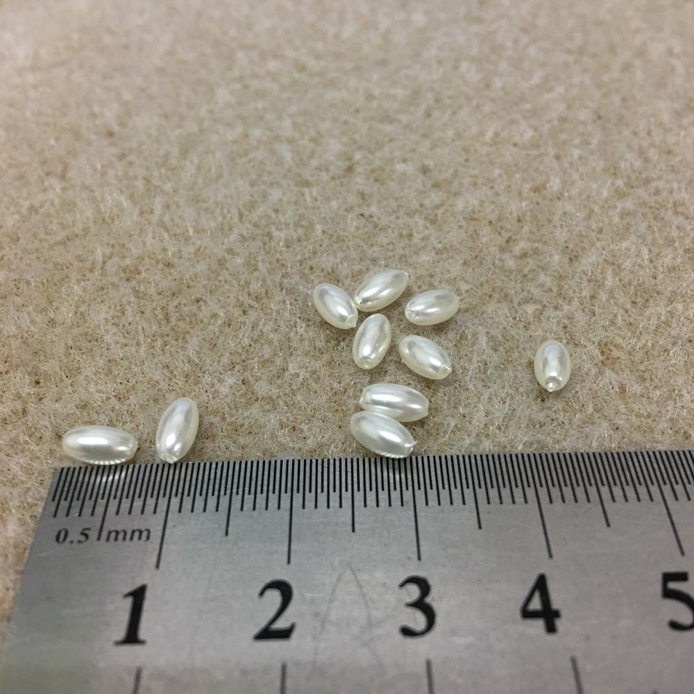 6x3mm Rice (100) - White - Vintage Acrylic Pearls