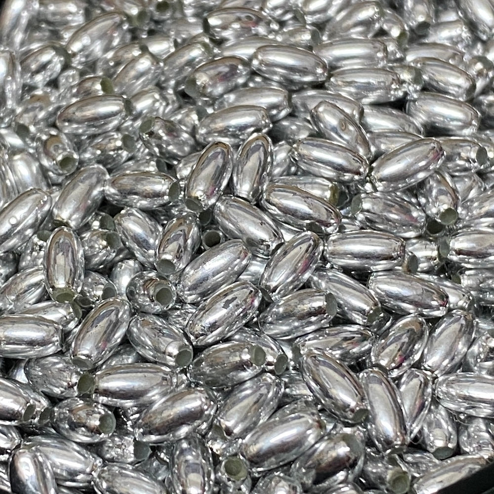 6x3mm Rice Beads (100) - Silver - Acrylic