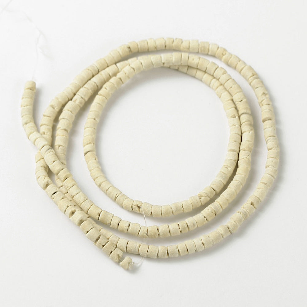 3.5mm Round Heishi Beads (1 Strand) - Coconut - White