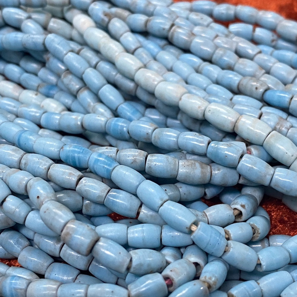 7x5mm Oval - Sky Blue Opaque - Java Glass Beads - (1 strand)