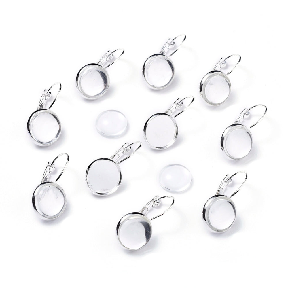 Ear Wires w. Glass Dome (2) - Silver