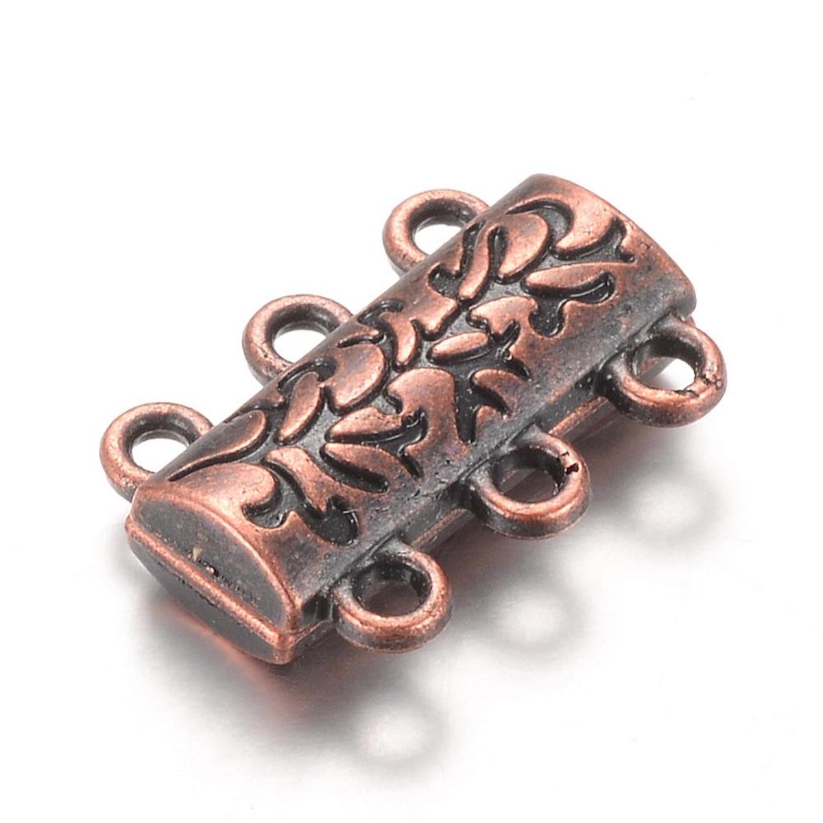 Magnetic 3-Strand Clasp - Ancient Brass