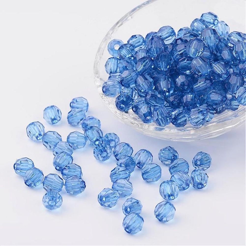 8mm Faceted Beads (100) - Cornflower Blue