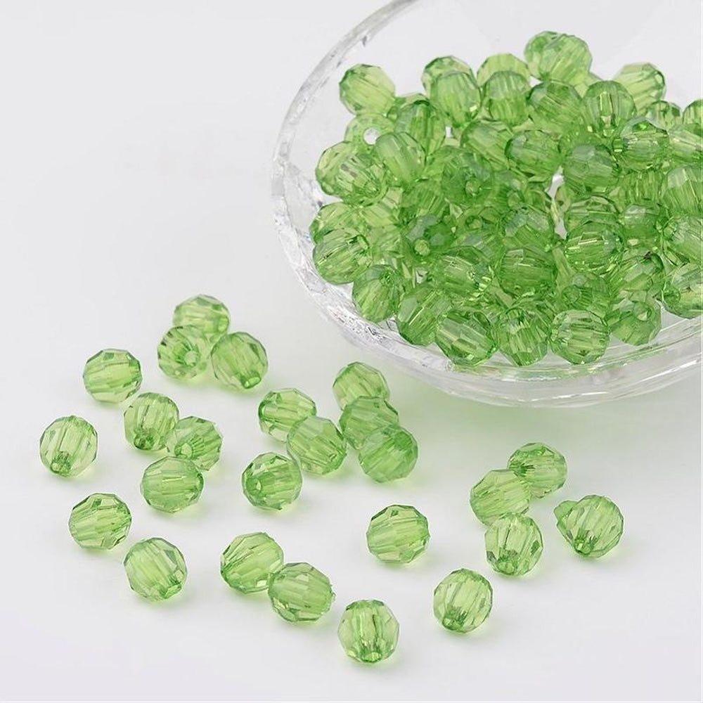 8mm Faceted Beads (100) - Green
