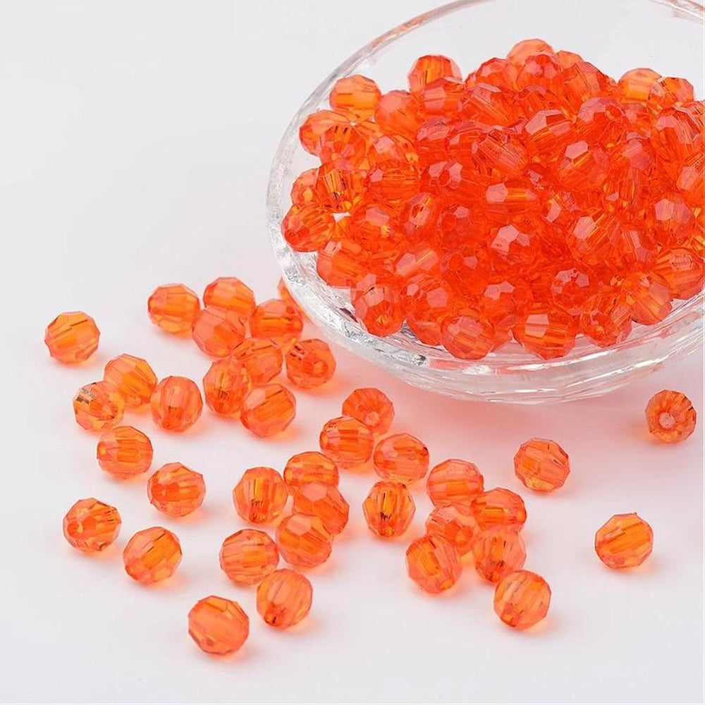 8mm Faceted Beads (100) - Orange