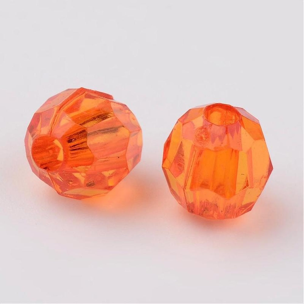 8mm Faceted Beads (100) - Orange