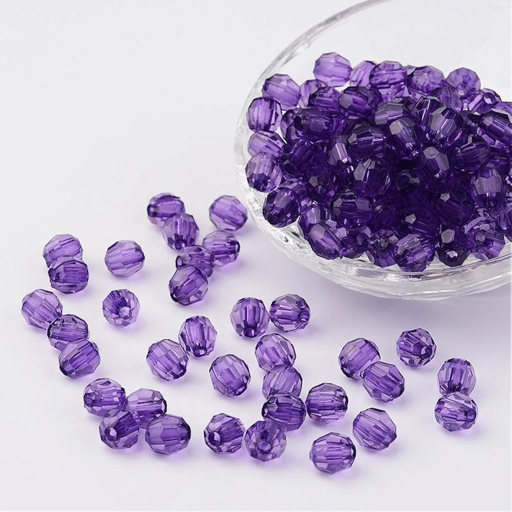 8mm Faceted Beads (100) - Purple