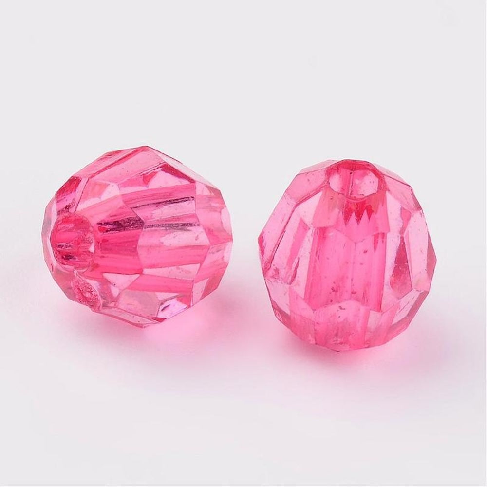 8mm Faceted Beads (100) - Hot Pink
