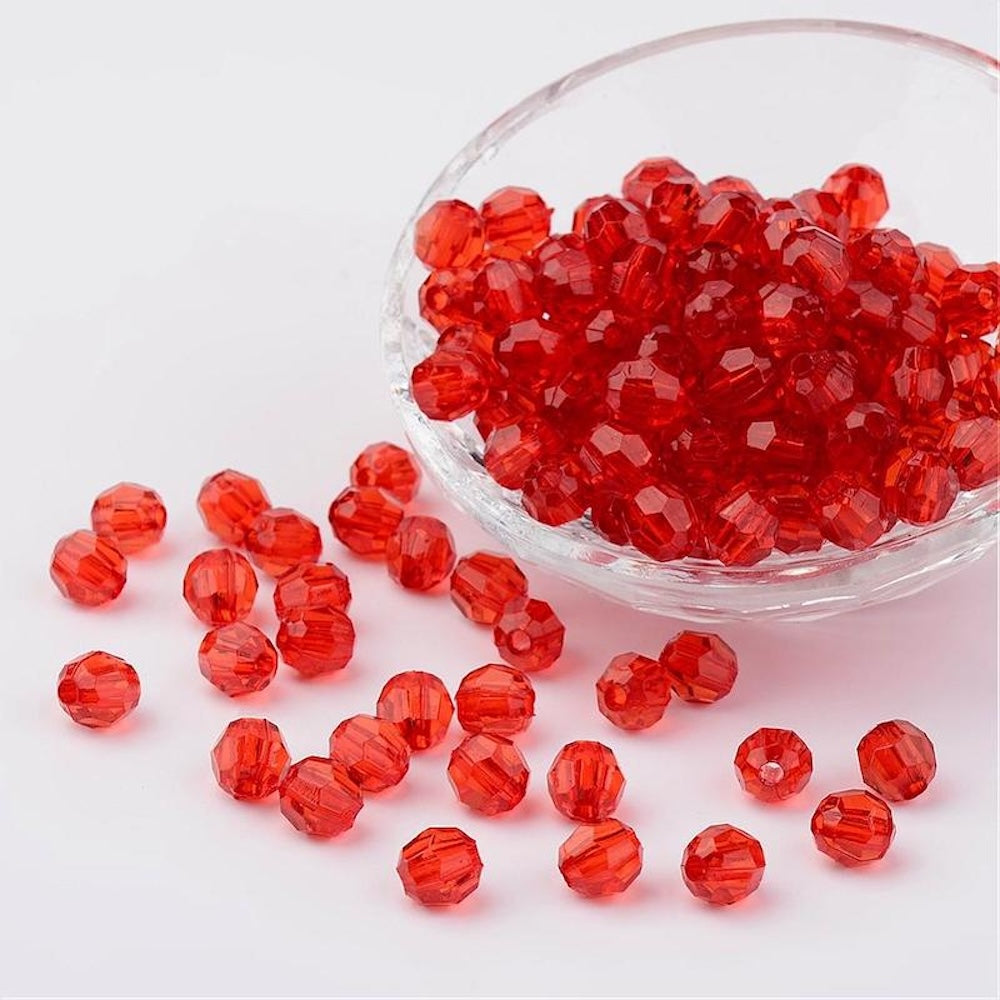 8mm Faceted Beads (100) - Red
