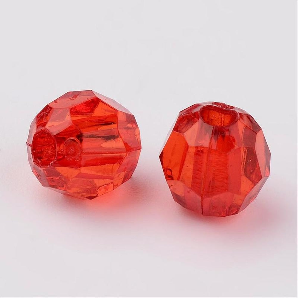 8mm Faceted Beads (100) - Red