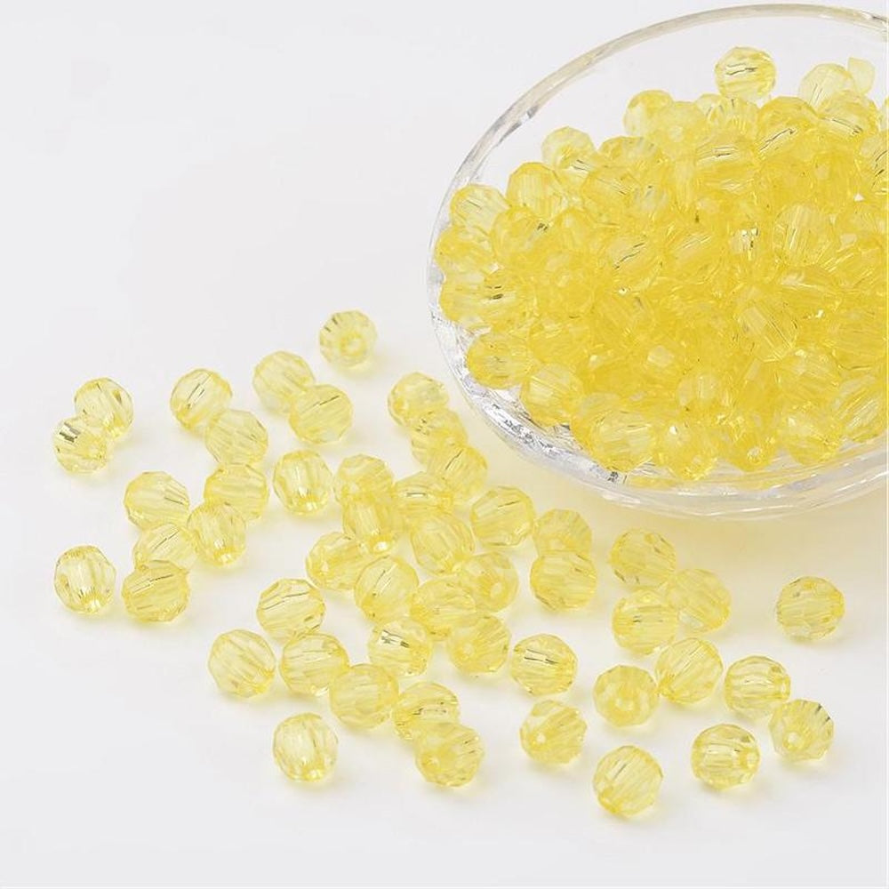 8mm Faceted Beads (100) - Yellow