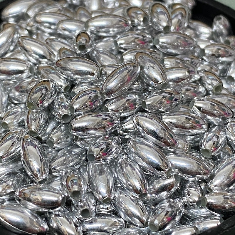 8x4mm Rice Beads (100) - Silver - Acrylic