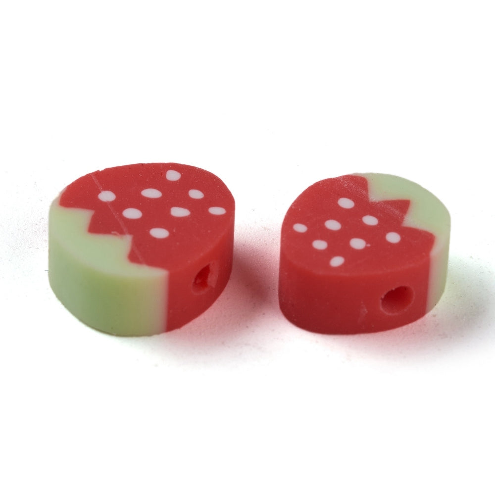 Strawberry Beads (50) - Hand Made Clay