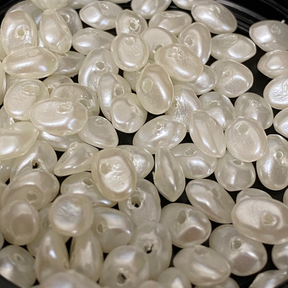 4x8x6mm Flat (100) - White - Vintage Acrylic Pearls - Bead Shack