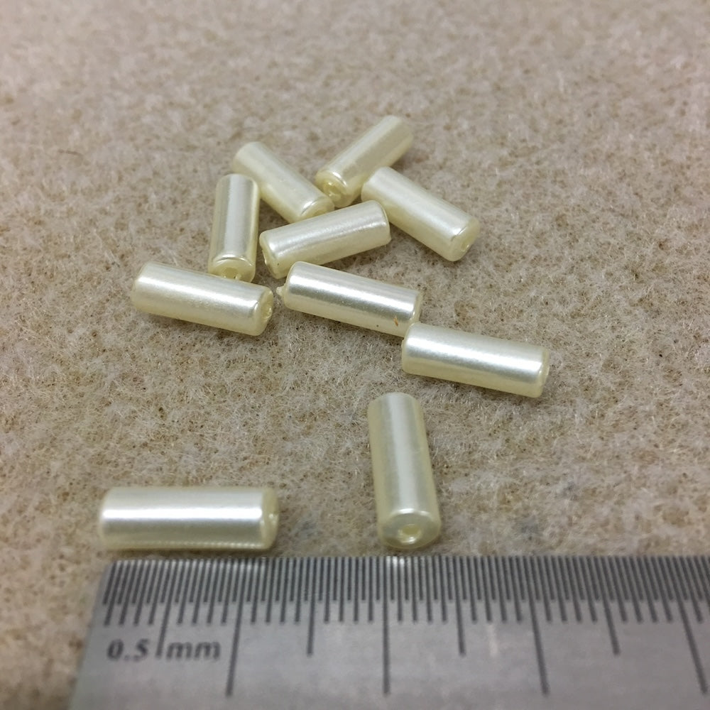 12x5mm Tube (100) - Cream - Vintage Acrylic Pearls