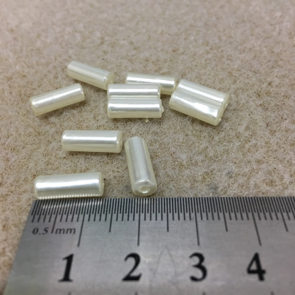 12x5mm Tube (100) - White - Vintage Acrylic Pearls