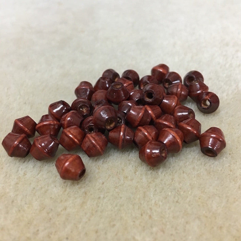 7x7mm Bicone Wood Beads (50) - Dark