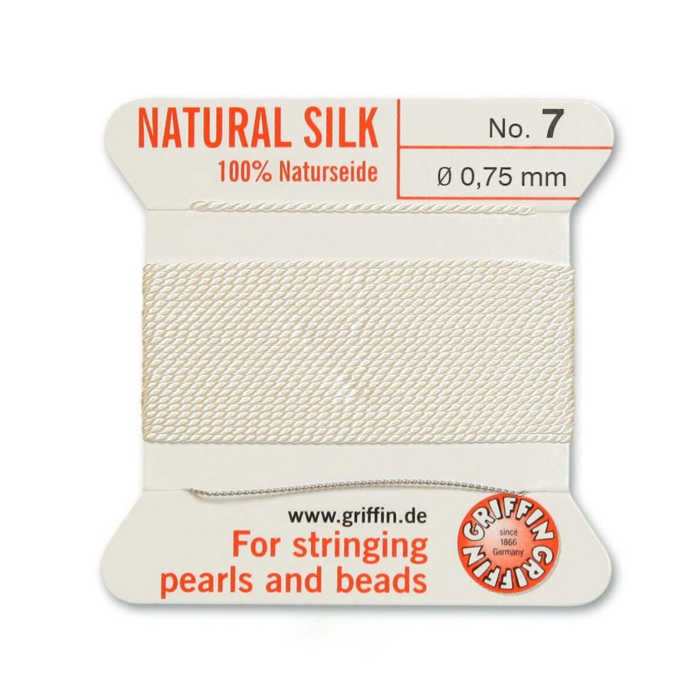 Size 7 (0.75mm) Silk Thread - White - Bead Shack