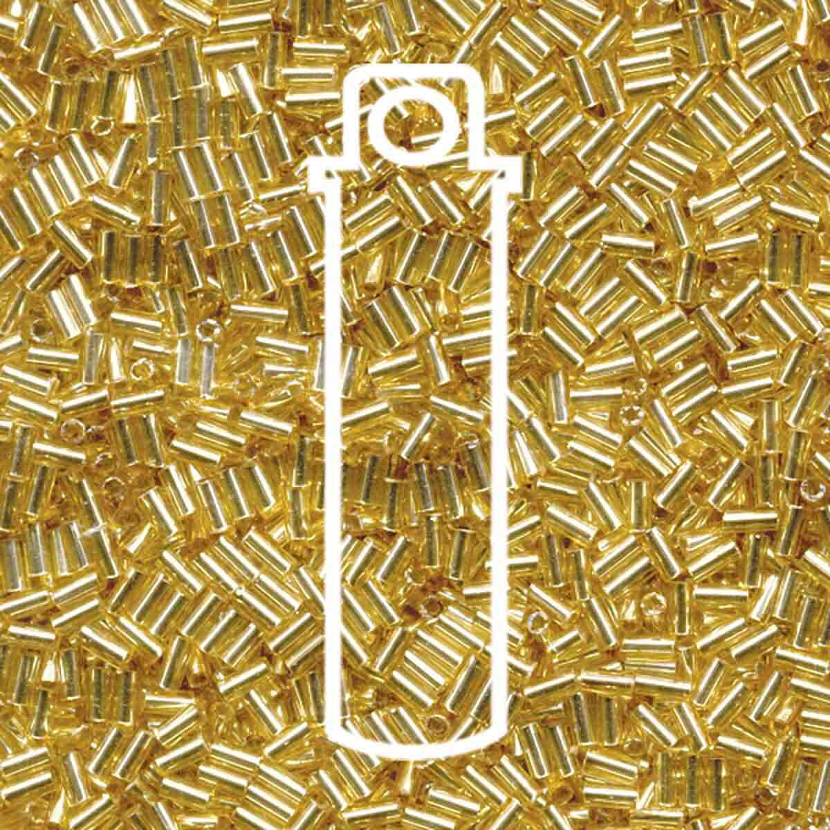 3mm Gold Silverlined (9003) Bugle Beads - 19.5 gram Tube