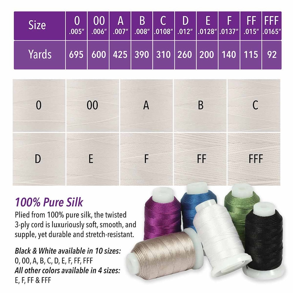 Silk Thread - WHITE .38mm (10m) - Bead Shack