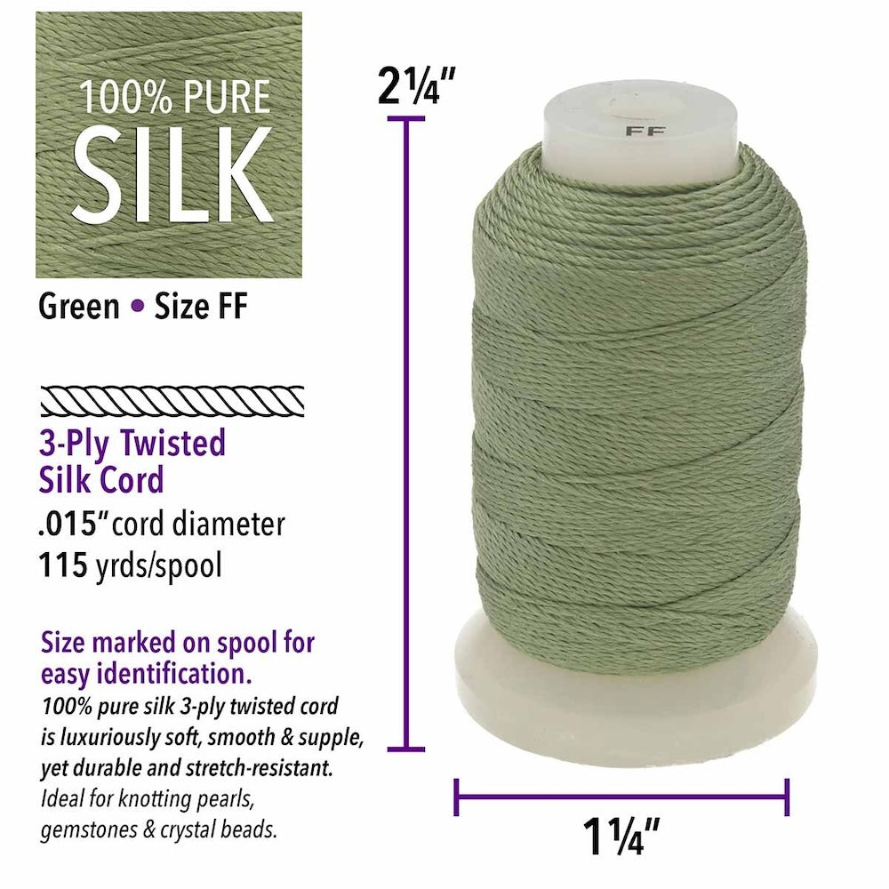 Silk Thread - GREEN .38mm (10m) - Bead Shack