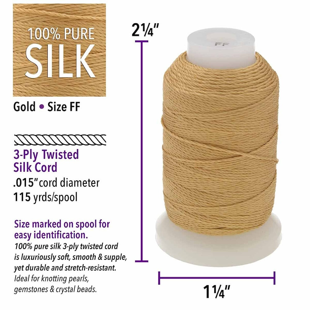 Silk Thread - GOLD .38mm (10m) - Bead Shack