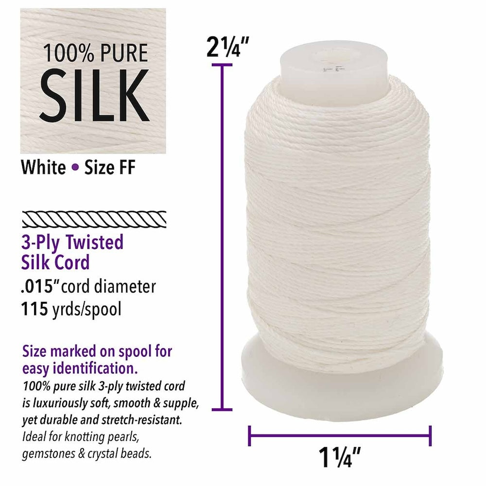 Silk Thread - WHITE .38mm (10m) - Bead Shack