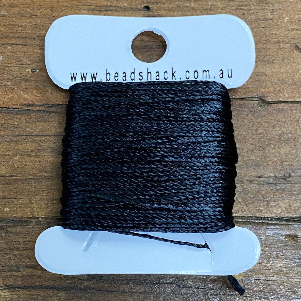 Black (20m) 0.6mm Silky Thread - Bead Shack