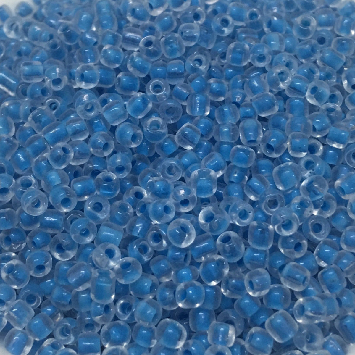 Blue - 8/0 Lined Transparent (50g) - Seed Beads