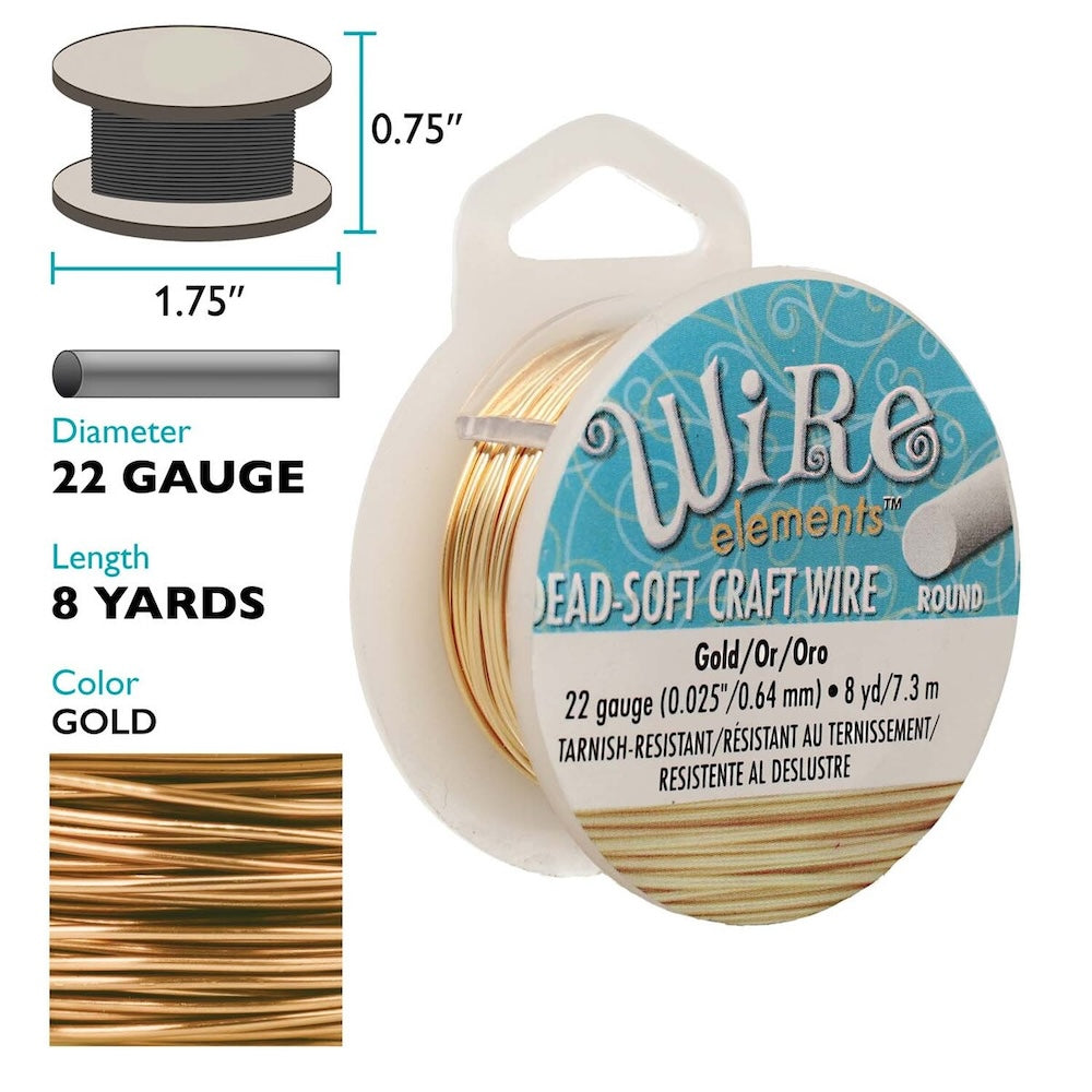 22 gauge Wire Elements - Gold - Dead Soft