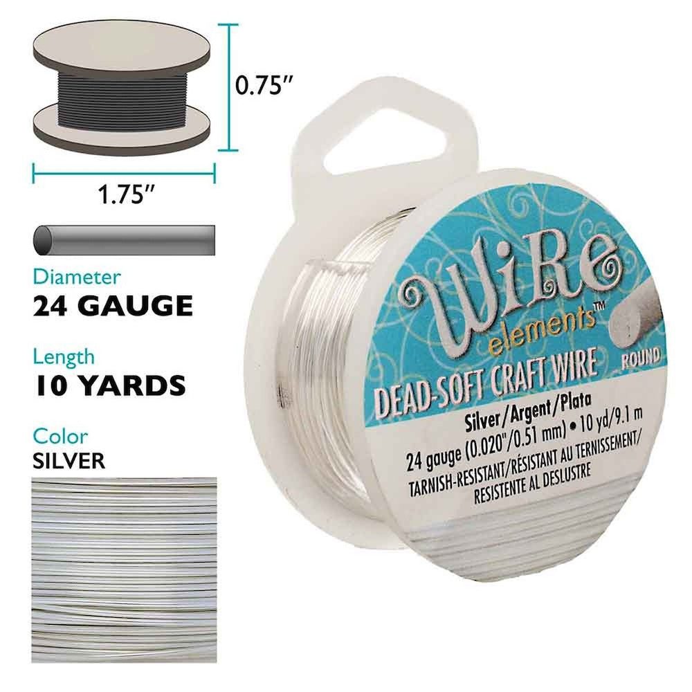24 gauge Wire Elements - Silver - Dead Soft - Bead Shack