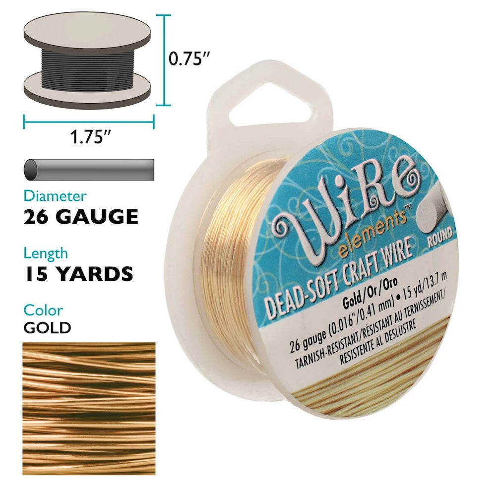 26 gauge Wire Elements - Gold - Dead Soft