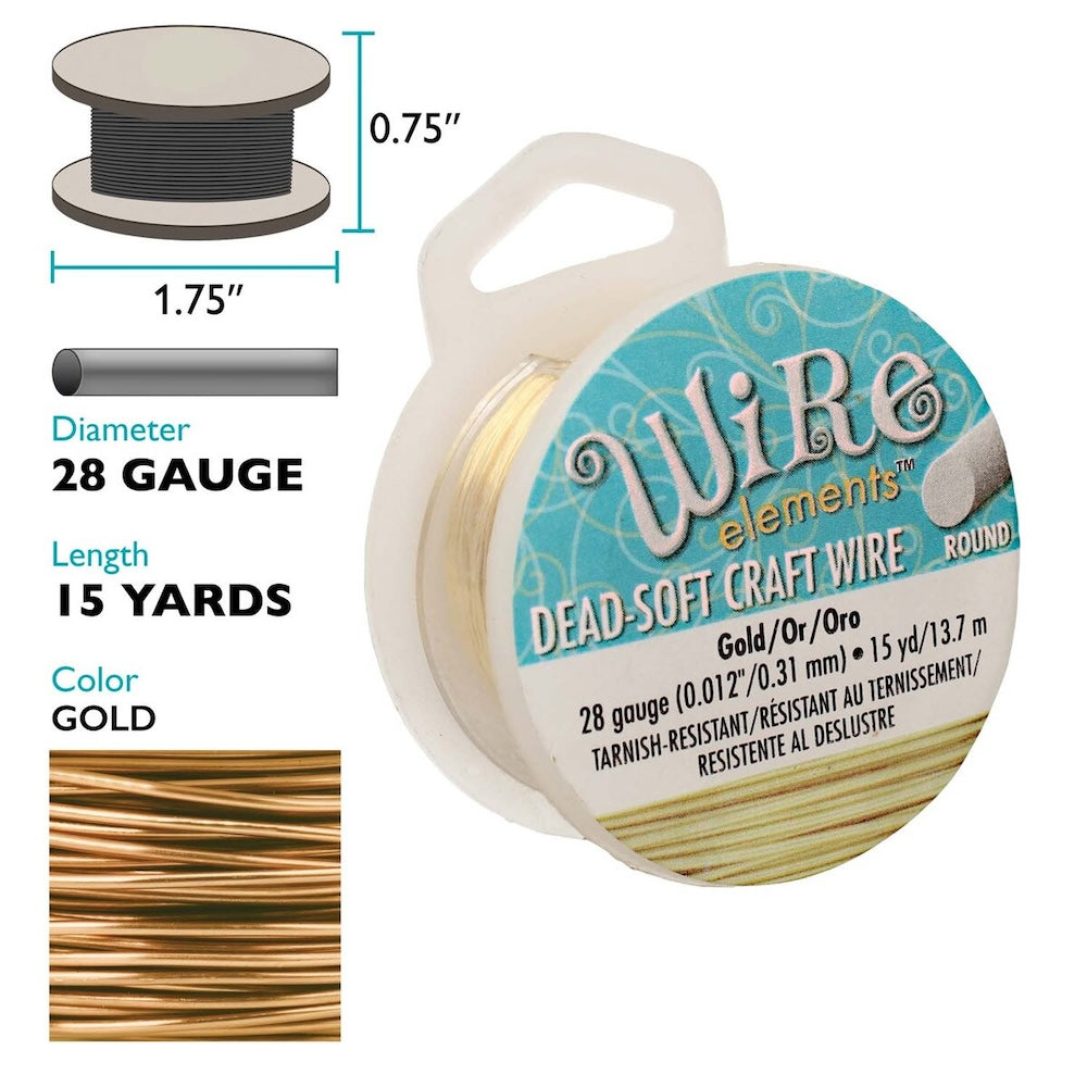 28 gauge Wire Elements - Gold - Dead Soft