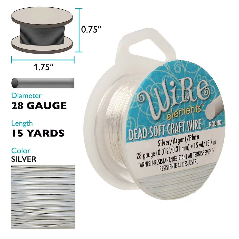 28 gauge Wire Elements - Silver - Dead Soft