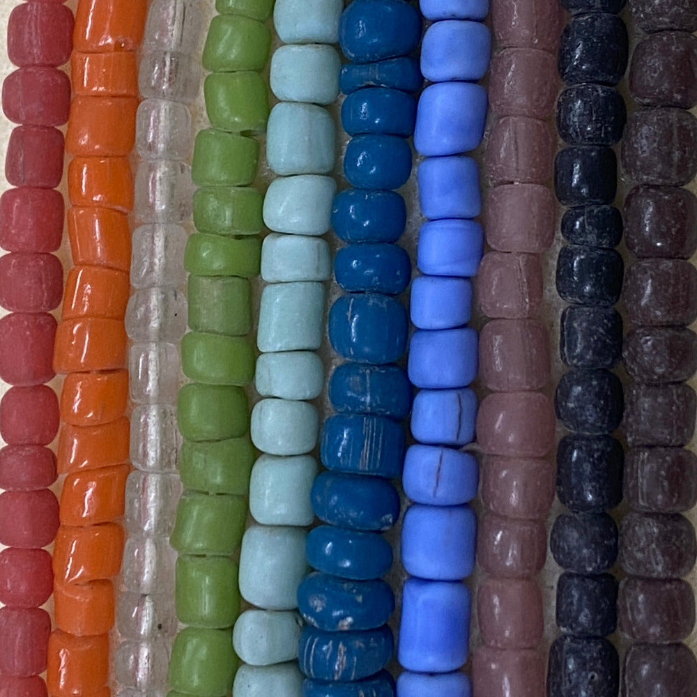 Tube - Red Matte Opaque - Java Recycled Glass Beads - (1 strand)