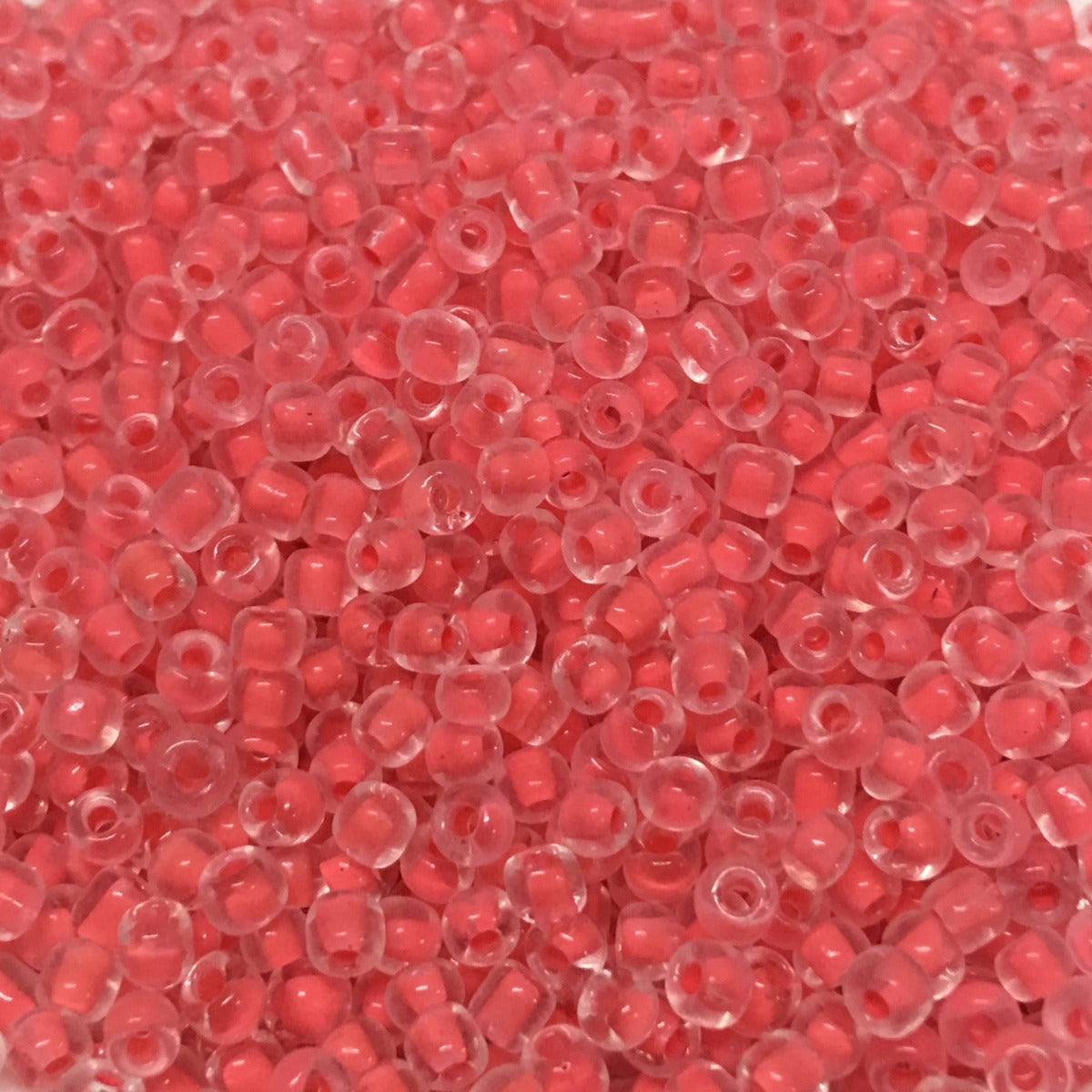 Coral - 8/0 Lined Transparent (50g) - Seed Beads
