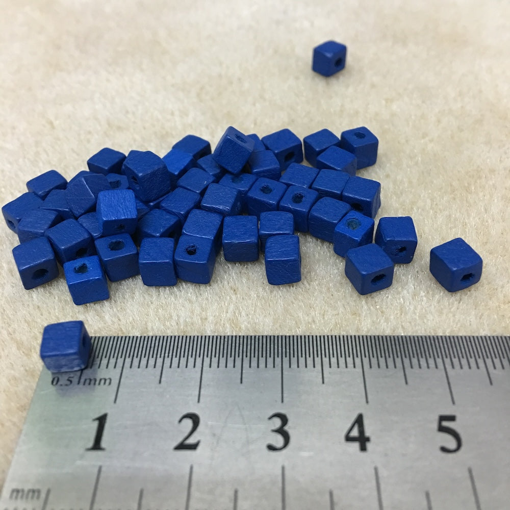 5mm Cube Wood Beads (50) - Mixed