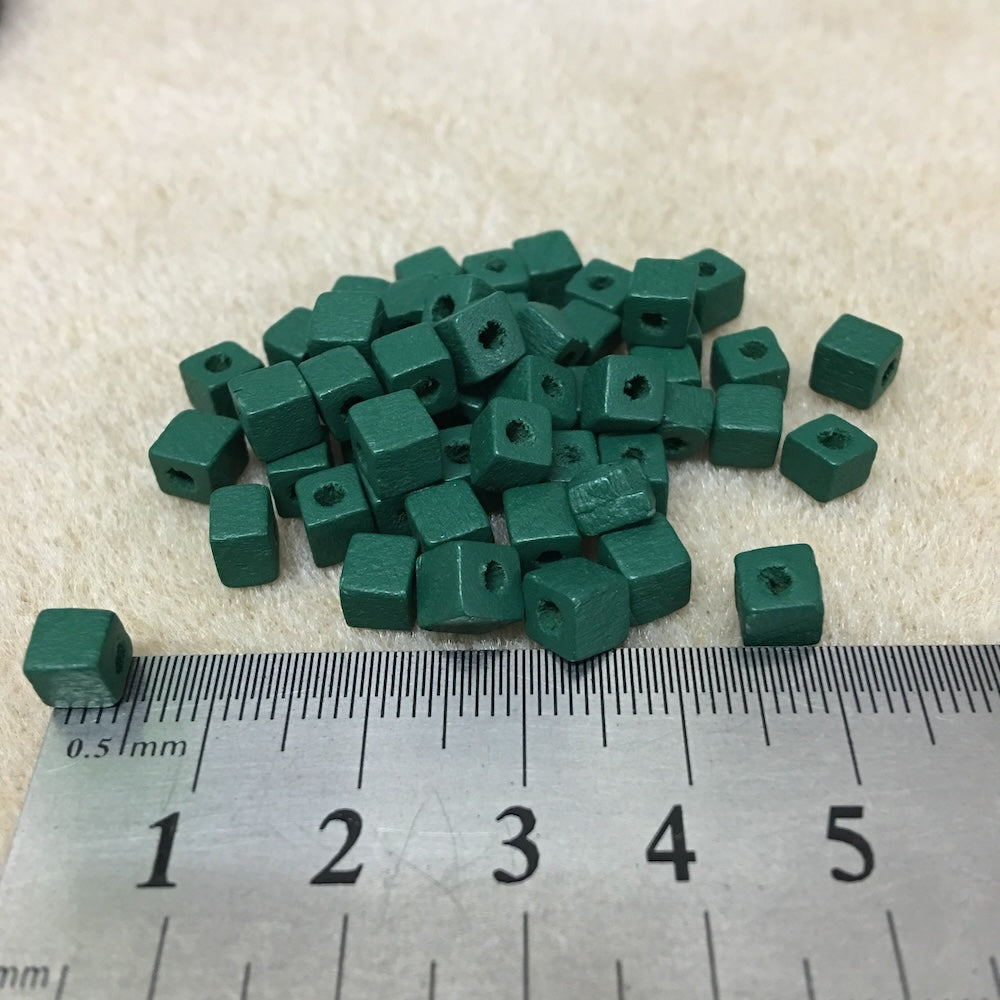 5mm Cube Wood Beads (50) - Mixed