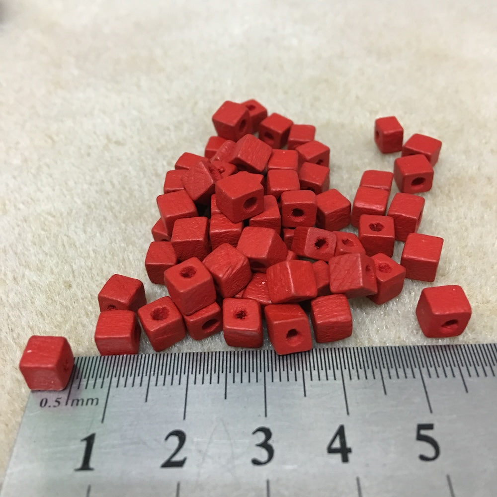 5mm Cube Wood Beads (50) - Mixed