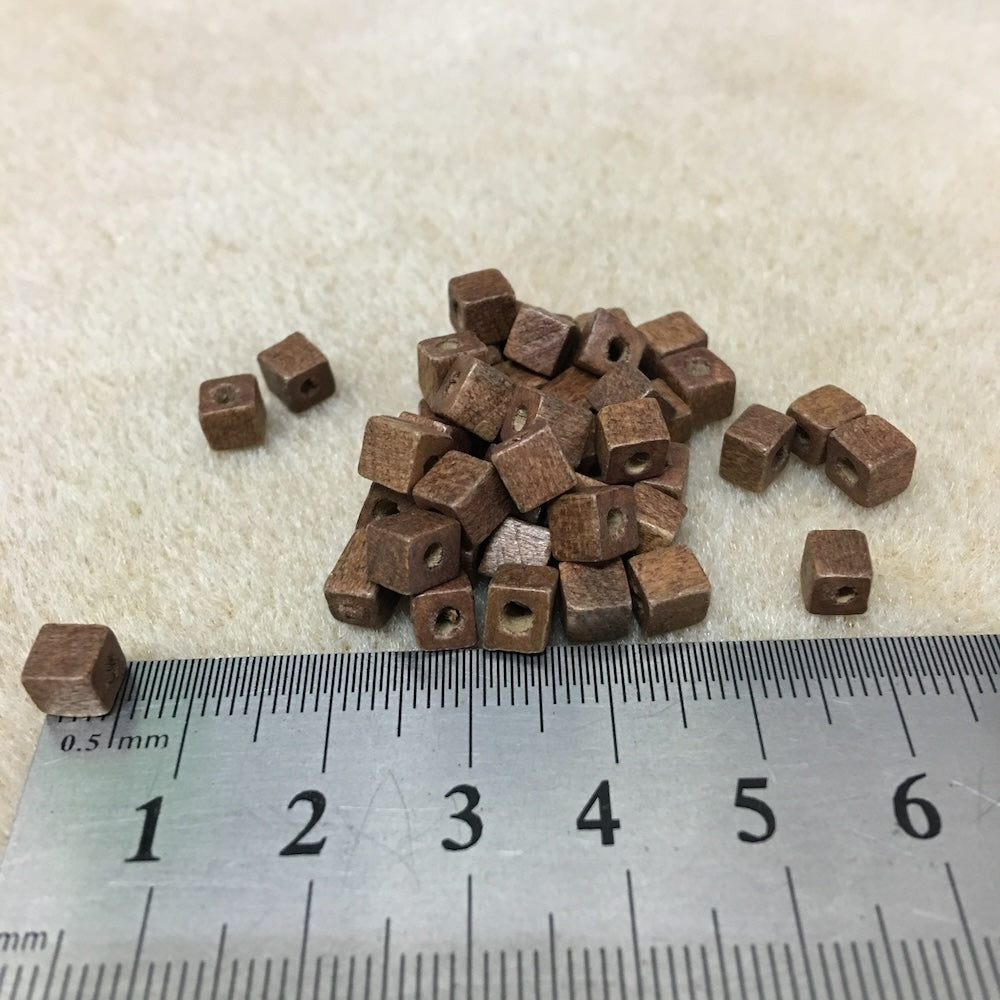 5mm Cube Wood Beads (50) - Mixed