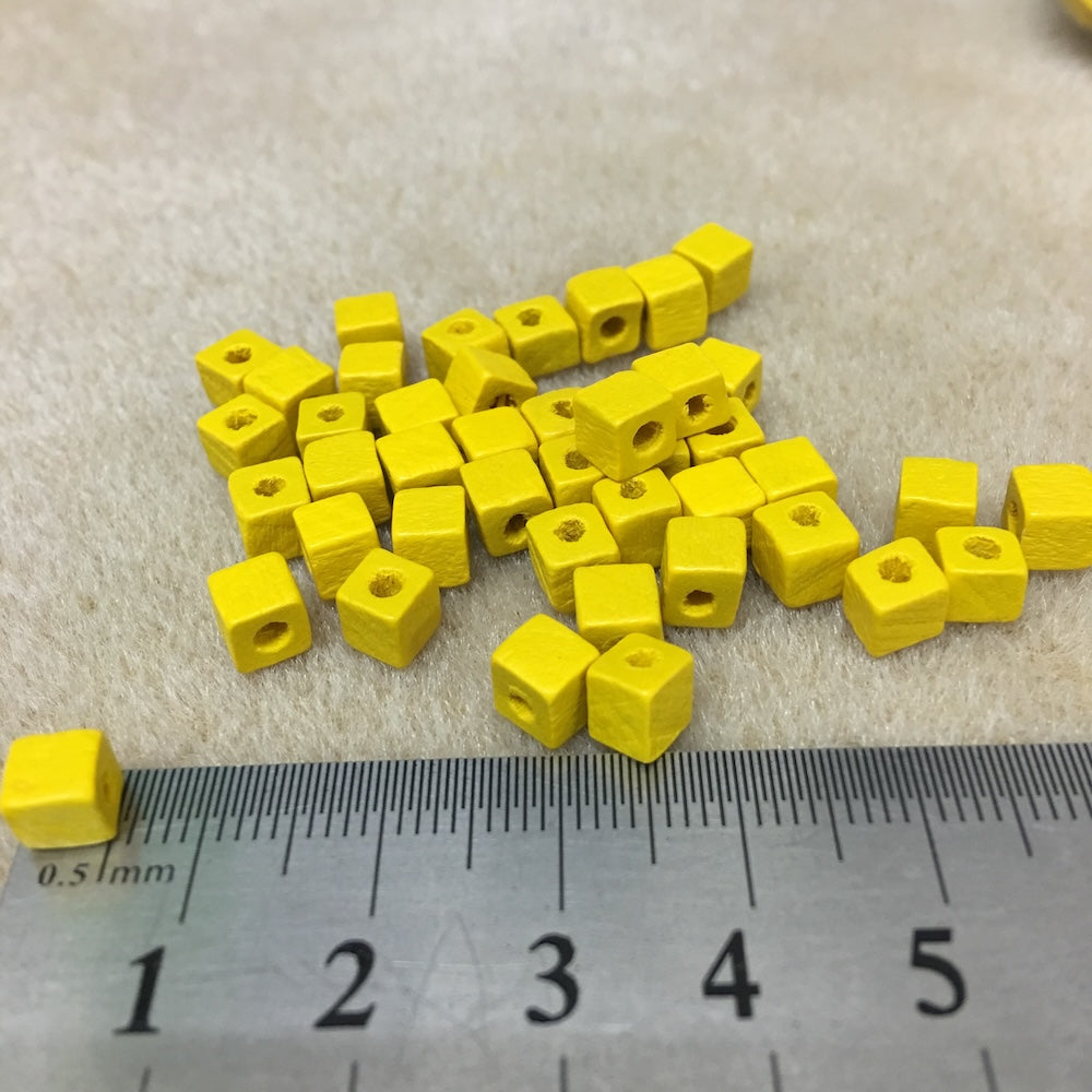 5mm Cube Wood Beads (50) - Mixed